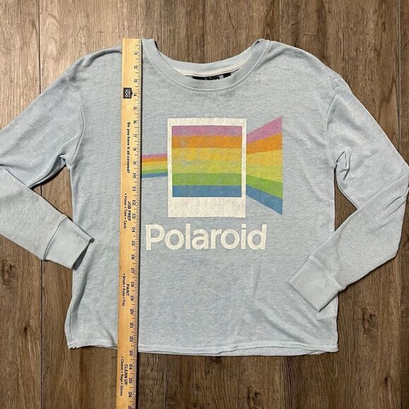 Polaroid Retro Shirt Womens S Cropped Long Sleeve Camera Photography Colorful - Picture 3 of 7